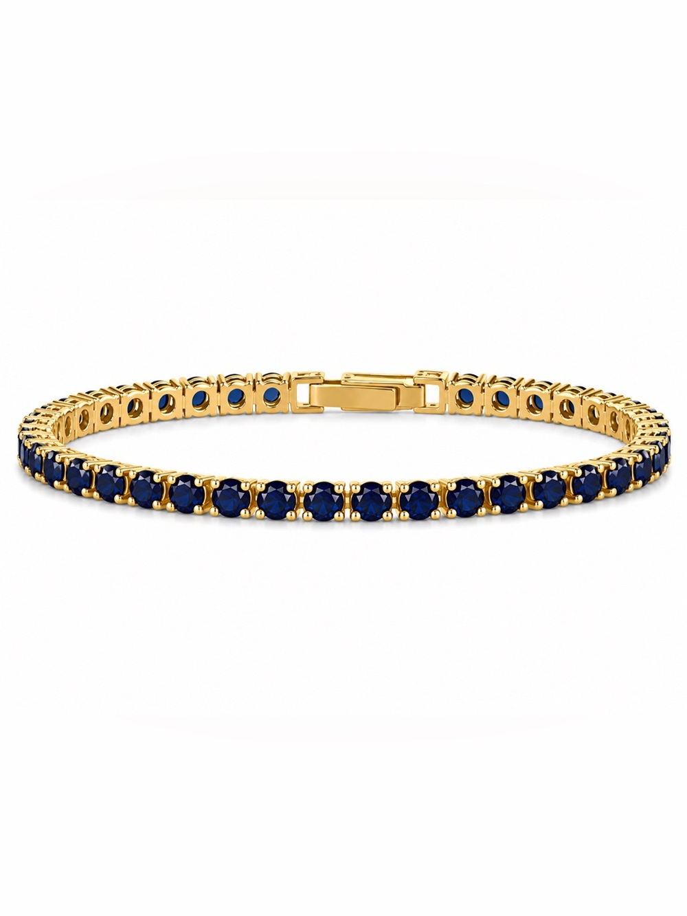 14K Gold Plated Blue Sapphire Tennis Bracelet 18.48ctw 7.5in NWT